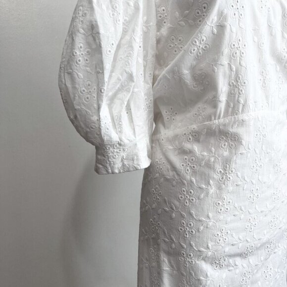 NWT TED BAKER JENAAY WHITE EYELET SHORT PUFF SLEEVE MAXI PEASANT DRESS - 5 (XL) - Picture 7 of 16